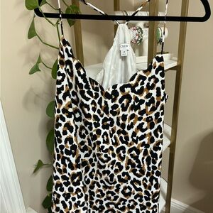 J. Crew White and Black Leopard Cami